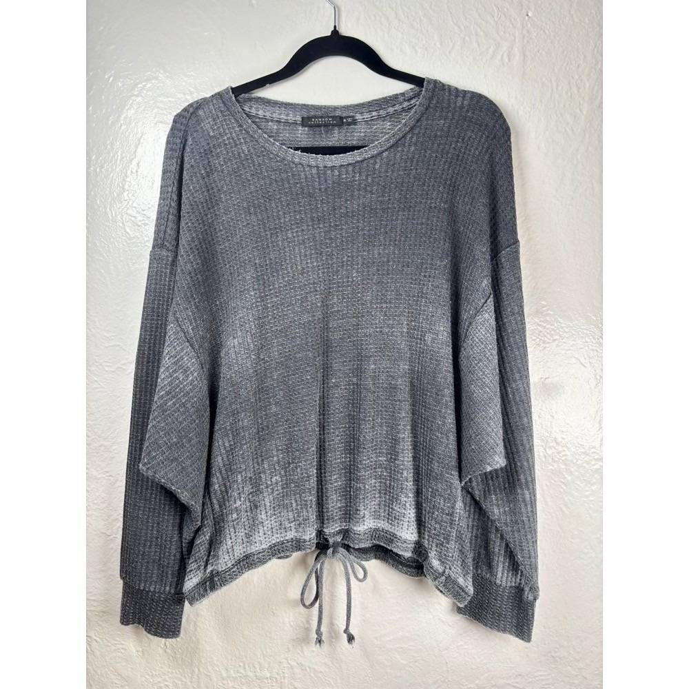 Ransom Collection Waffle Knit Top Gray XL Oversized Loungewear Layering Thermal